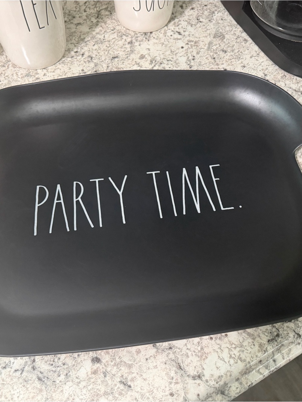 Rae Dunn Black "Party Time" Serving Tray